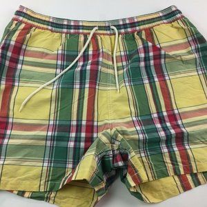 Polo Ralph Lauren Men's Plaid Shorts Yellow Green Red Drawstring Waist Size XXL